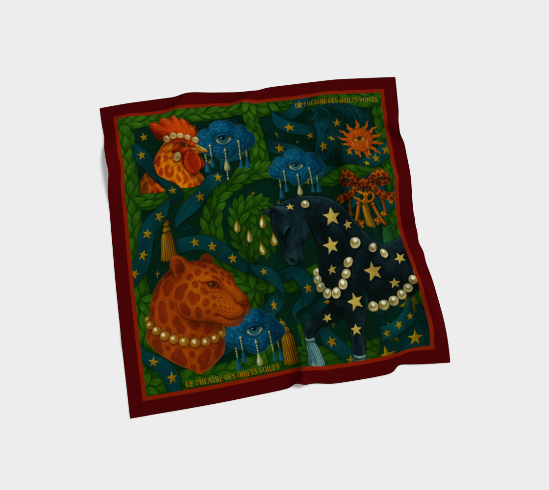 Silk scarf No.1 — Le Théâtre des Objets Voilés, draped flat lay