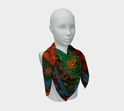 Silk scarf No.9 — Le Théâtre des Objets Voilés, draped flat lay