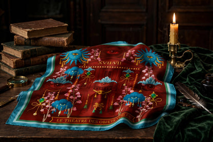 Silk scarf No.10 — Le Théâtre des Objets Voilés, draped flat lay