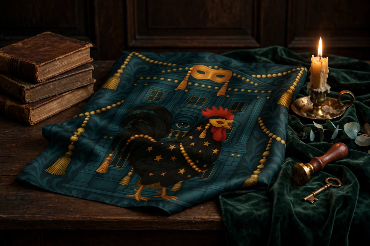 Silk scarf No.7 — Le Théâtre des Objets Voilés, draped flat lay
