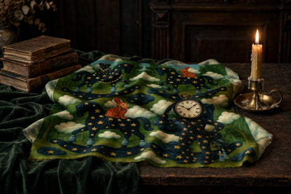 Silk scarf No.8 — Le Théâtre des Objets Voilés, draped flat lay
